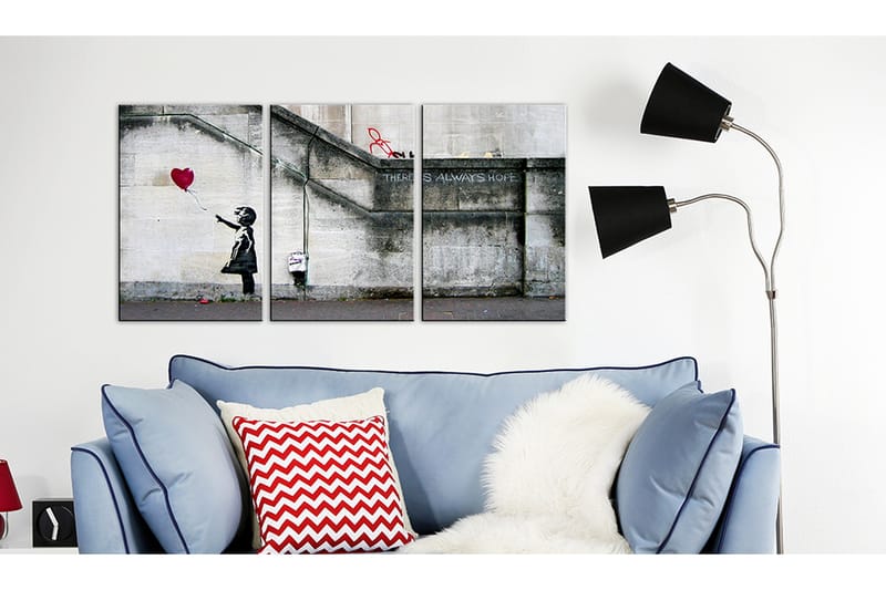 Billede Der Er Altid Håb Banksy Triptych 60x30 - Artgeist sp. z o. o. - Boligtilbehør - Billeder & kunst - Billeder på lærred