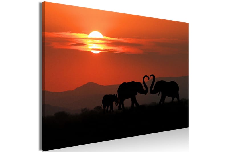 Billede Elephants in Love (1 del) Bred 120x80 - Artgeist sp. z o. o. - Boligtilbehør - Billeder & kunst - Billeder på lærred