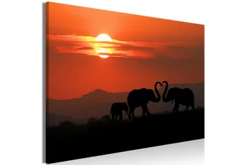 Billede Elephants in Love (1 del) Bred 90x60 - Artgeist sp. z o. o. - Boligtilbehør - Billeder & kunst - Billeder på lærred