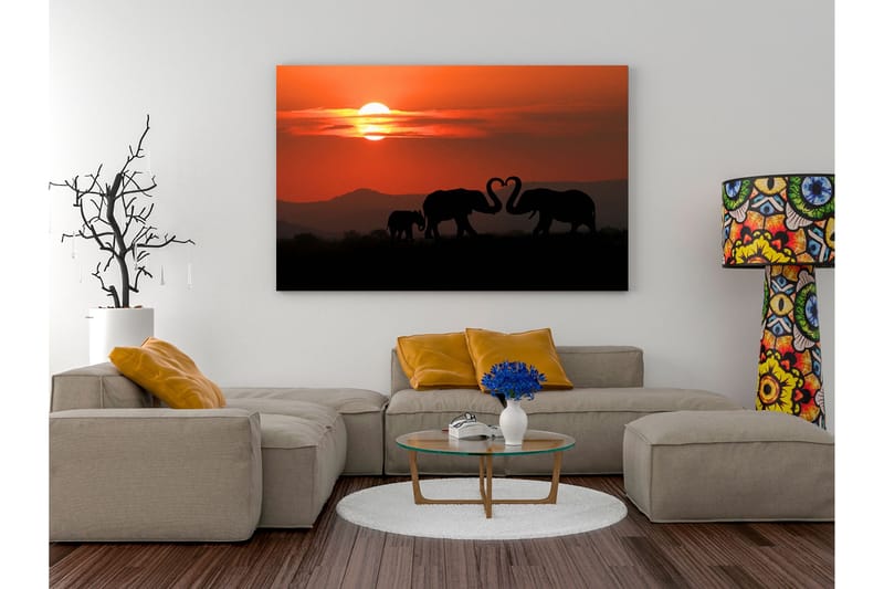 Billede Elephants in Love (1 del) Bred 90x60, Artgeist sp. z o. o.