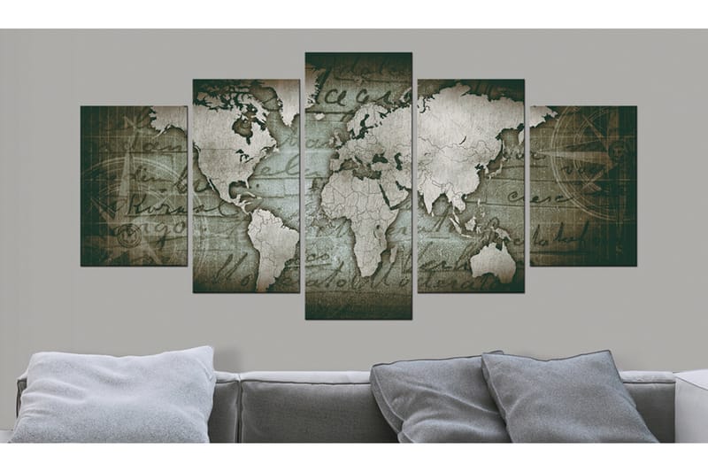 Billede Emerald Map 200x100 - Artgeist sp. z o. o. - Boligtilbehør - Billeder & kunst - Billeder på lærred