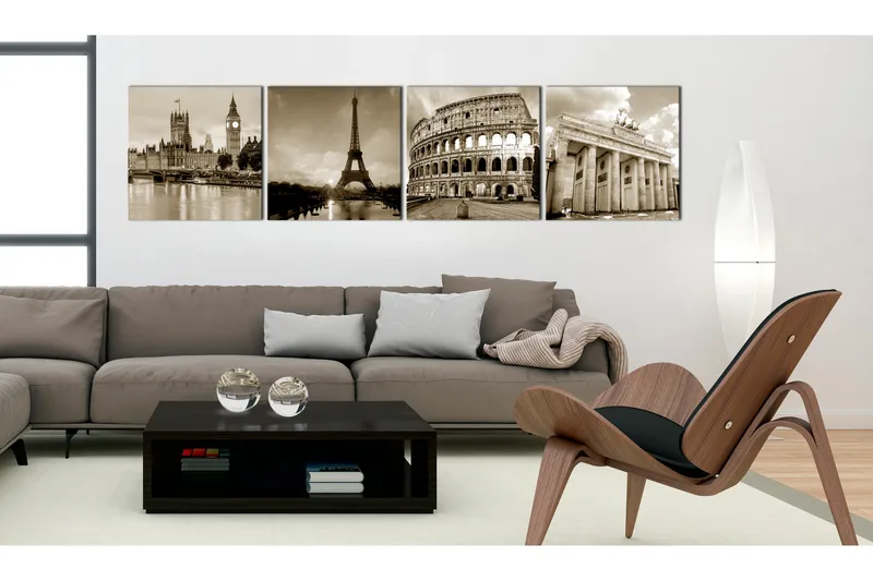 Billede European Capitals 40x40 - Artgeist sp. z o. o. - Boligtilbehør - Billeder & kunst - Billeder på lærred