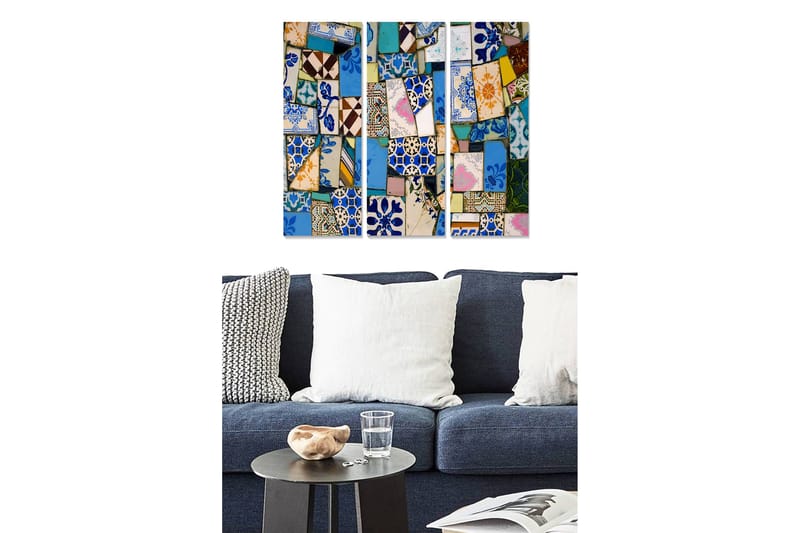 Billede Farverig 3 stk Flerfarvet - 22x05 cm - Boligtilbehør - Billeder & kunst - Billeder på lærred
