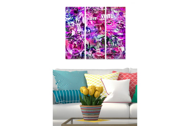 Billede Farverig 3 stk Flerfarvet - 22x05 cm - Boligtilbehør - Billeder & kunst - Billeder på lærred