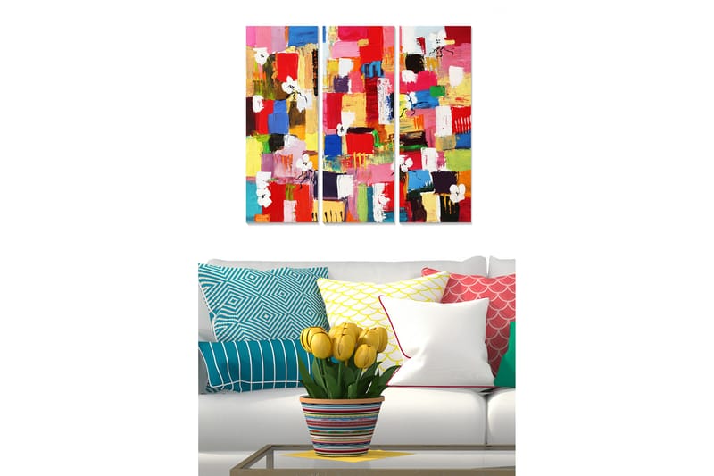 Billede Farverig 3 stk Flerfarvet - 22x05 cm - Boligtilbehør - Billeder & kunst - Billeder på lærred