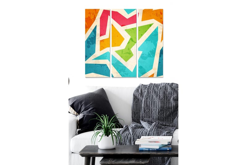 Billede Farverig 3 stk Flerfarvet - 22x05 cm - Boligtilbehør - Billeder & kunst - Billeder på lærred
