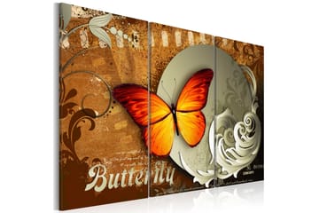 Billede Fiery Butterfly And Full Moon 120x80 - Artgeist sp. z o. o. - Boligtilbehør - Billeder & kunst - Billeder på lærred