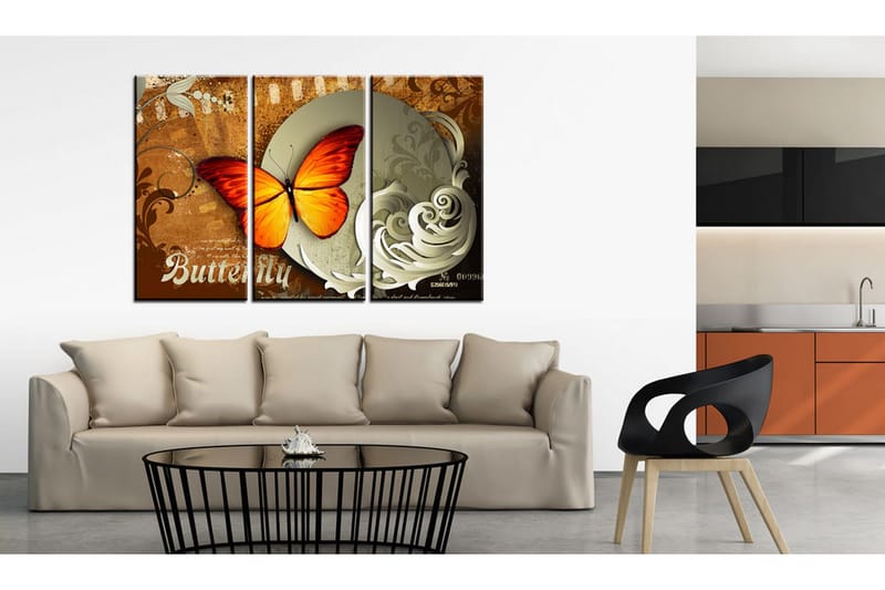 Billede Fiery Butterfly And Full Moon 90x60 - Artgeist sp. z o. o. - Boligtilbehør - Billeder & kunst - Billeder på lærred
