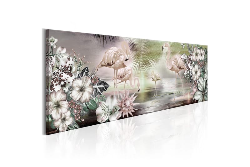 Billede Flamingoes And Flowers 150x50 - Artgeist sp. z o. o. - Boligtilbehør - Billeder & kunst - Billeder på lærred
