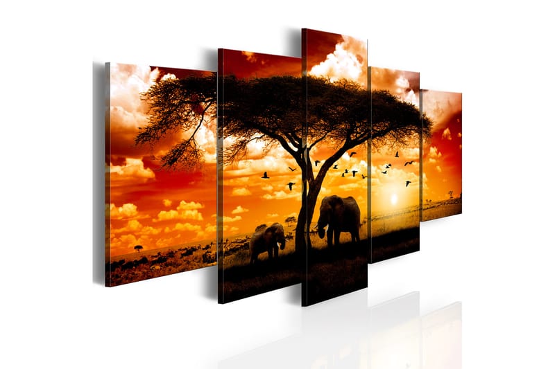 Billede Flok Fugle Over Savanne 100x50 - Artgeist sp. z o. o. - Boligtilbehør - Billeder & kunst - Billeder på lærred