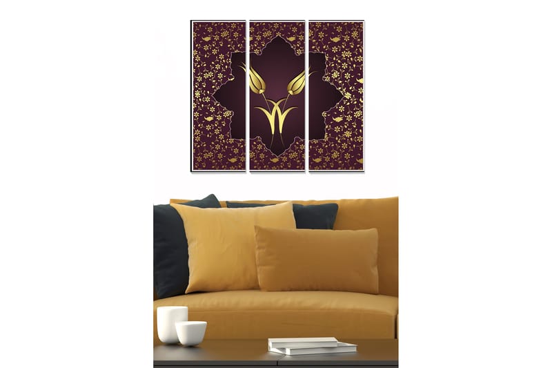 Billede Floral 3 stk Flerfarvet, 22x05 cm