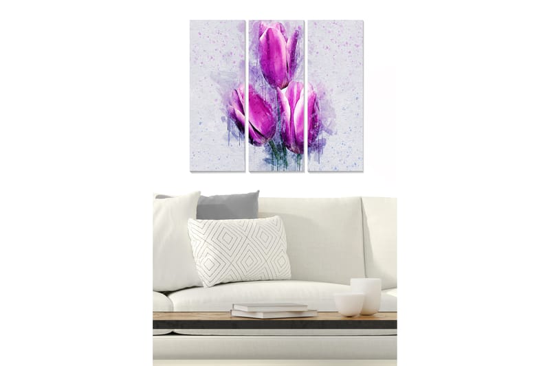 Billede Floral 3 stk Flerfarvet - 22x05 cm - Boligtilbehør - Billeder & kunst - Billeder på lærred