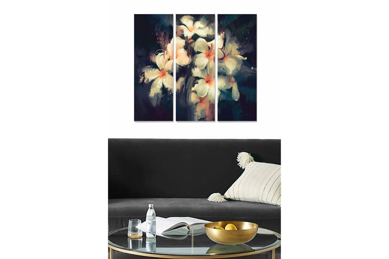 Billede Floral 3 stk Flerfarvet - 22x05 cm - Boligtilbehør - Billeder & kunst - Billeder på lærred