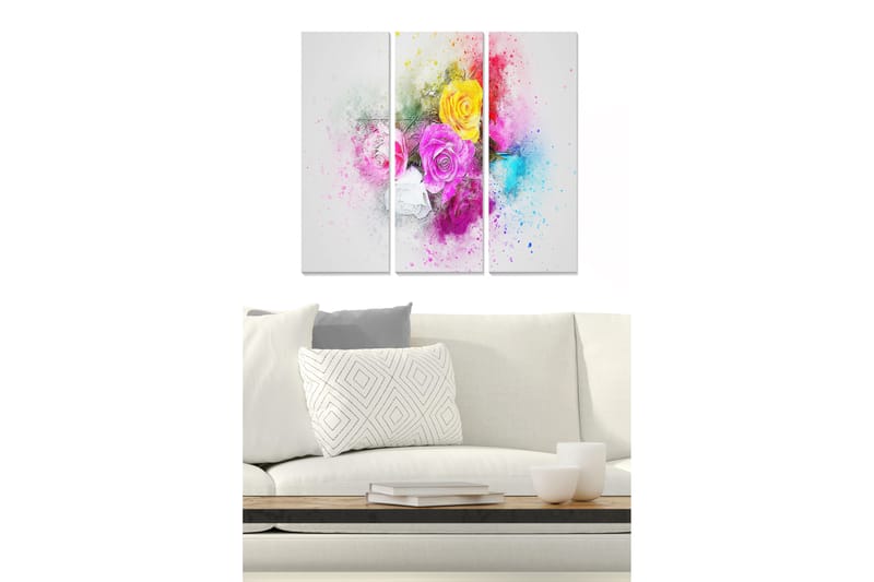 Billede Floral 3 stk Flerfarvet - 22x05 cm - Boligtilbehør - Billeder & kunst - Billeder på lærred