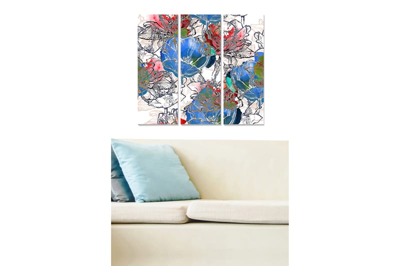 Billede Floral 3 stk Flerfarvet - 22x05 cm - Boligtilbehør - Billeder & kunst - Billeder på lærred