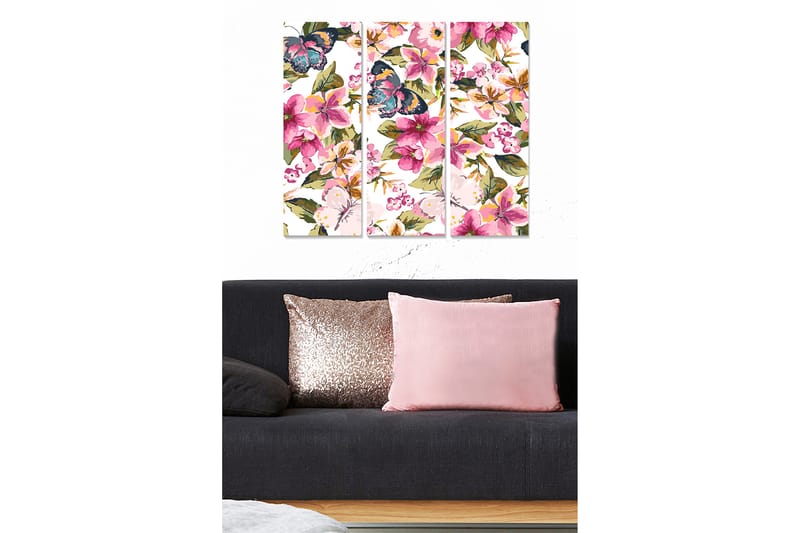 Billede Floral 3 stk Flerfarvet - 22x05 cm - Boligtilbehør - Billeder & kunst - Billeder på lærred