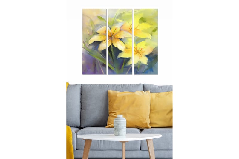 Billede Floral 3 stk Flerfarvet - 22x05 cm - Boligtilbehør - Billeder & kunst - Billeder på lærred