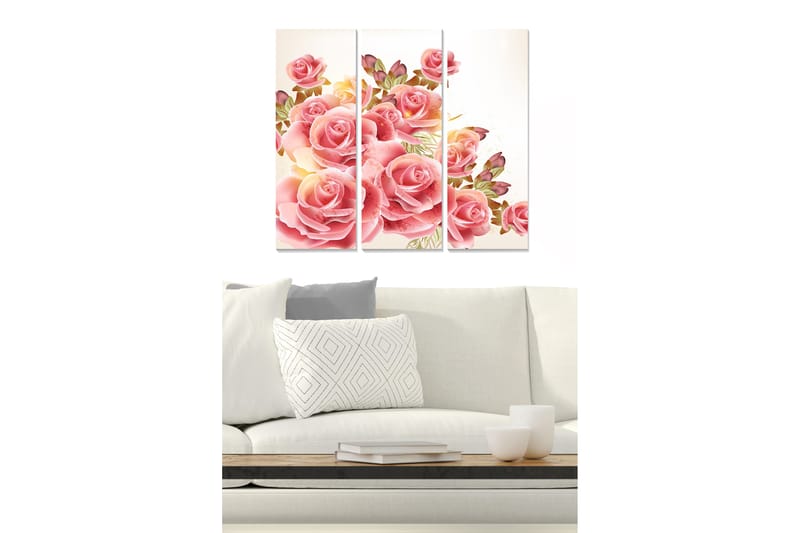 Billede Floral 3 stk Flerfarvet - 22x05 cm - Boligtilbehør - Billeder & kunst - Billeder på lærred