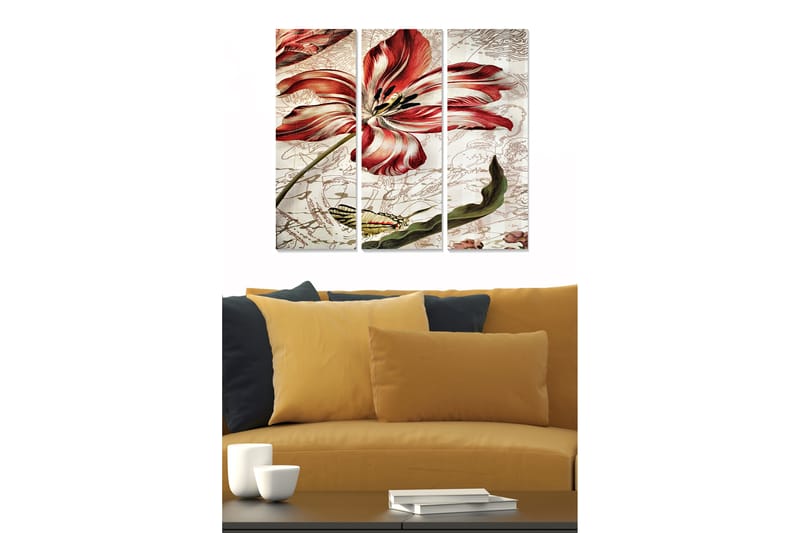 Billede Floral 3 stk Flerfarvet - 22x05 cm - Boligtilbehør - Billeder & kunst - Billeder på lærred