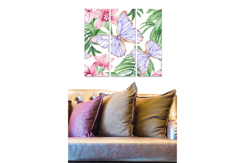 Billede Floral 3 stk Flerfarvet - 22x05 cm - Boligtilbehør - Billeder & kunst - Billeder på lærred