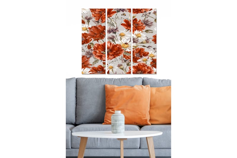 Billede Floral 3 stk Flerfarvet - 22x05 cm - Boligtilbehør - Billeder & kunst - Billeder på lærred