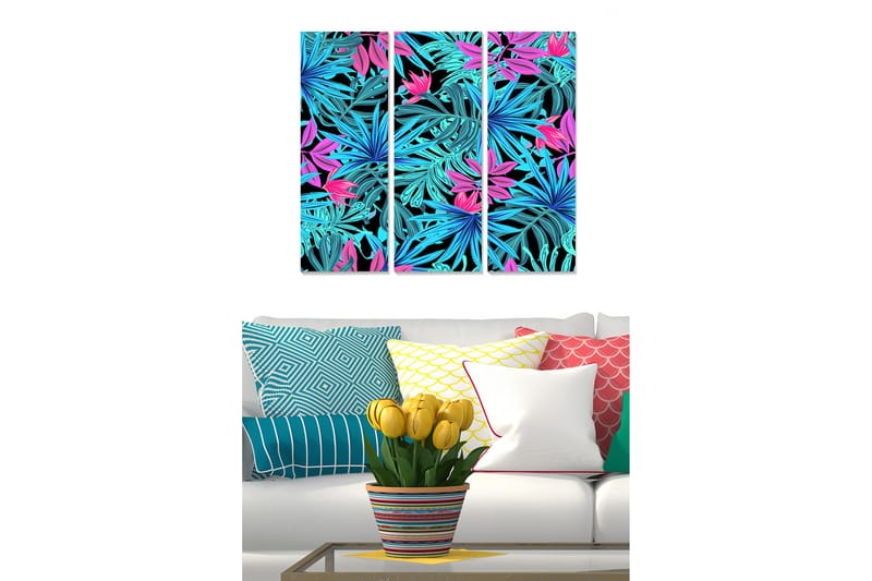 Billede Floral 3 stk Flerfarvet - 22x05 cm - Boligtilbehør - Billeder & kunst - Billeder på lærred