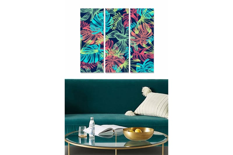Billede Floral 3 stk Flerfarvet - 22x05 cm - Boligtilbehør - Billeder & kunst - Billeder på lærred