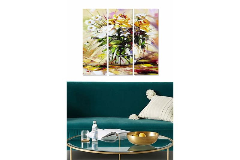 Billede Floral 3 stk Flerfarvet - 22x05 cm - Boligtilbehør - Billeder & kunst - Billeder på lærred