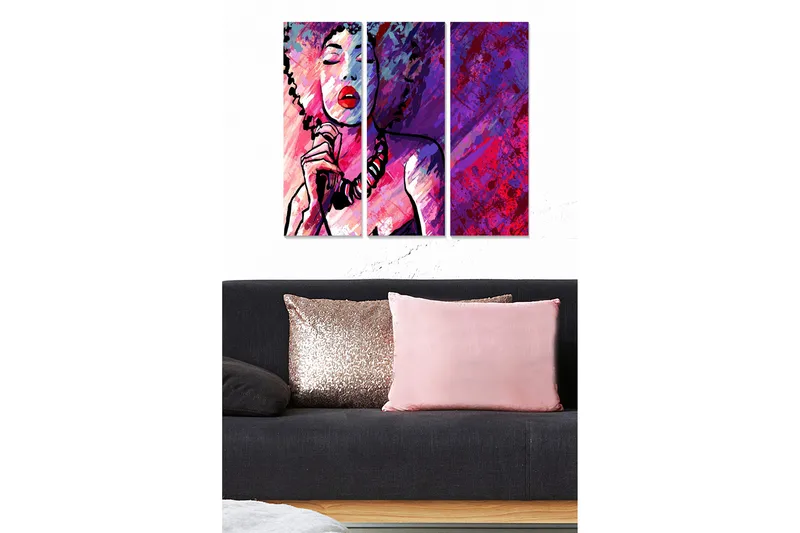 Billede Floral 3 stk Flerfarvet, 22x05 cm