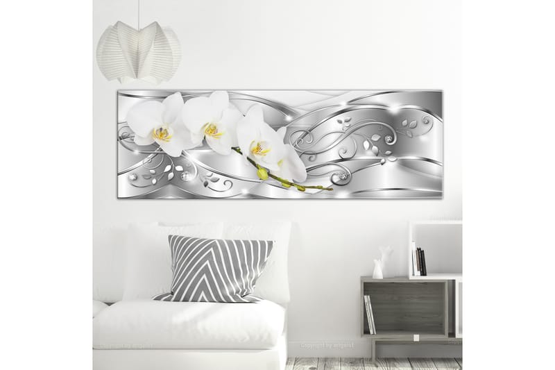 Billede Flowering 1 Part Narrow Silver 120x40 - Artgeist sp. z o. o. - Boligtilbehør - Billeder & kunst - Billeder på lærred
