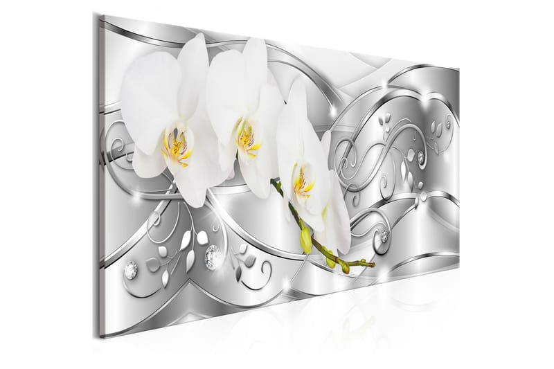 Billede Flowering 1 Part Narrow Silver 120x40 - Artgeist sp. z o. o. - Boligtilbehør - Billeder & kunst - Billeder på lærred