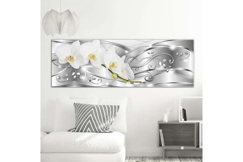 Billede Flowering 1 Part Narrow Silver 135x45 - Artgeist sp. z o. o. - Boligtilbehør - Billeder & kunst - Billeder på lærred