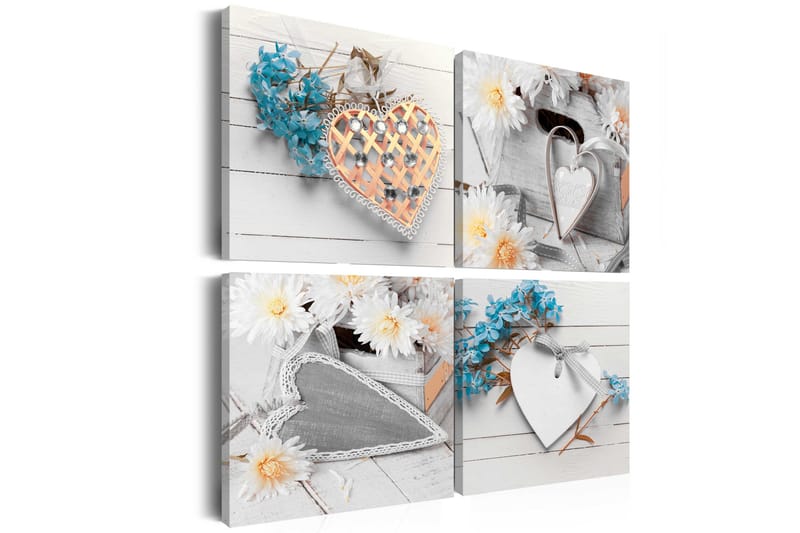 Billede Flowers And Hearts 60x60 - Artgeist sp. z o. o. - Boligtilbehør - Billeder & kunst - Billeder på lærred