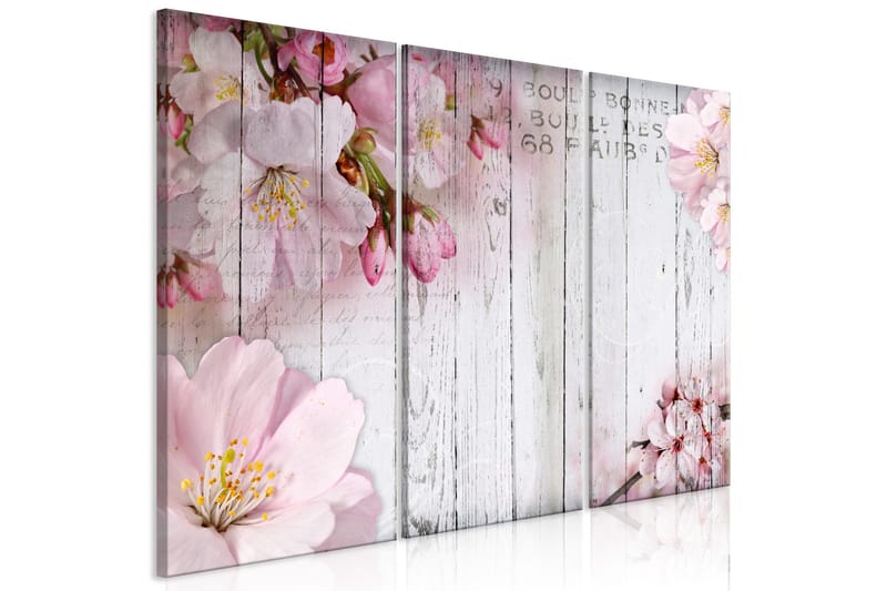 Billede Flowers On Boards 3 Parts 90x60, Artgeist sp. z o. o.