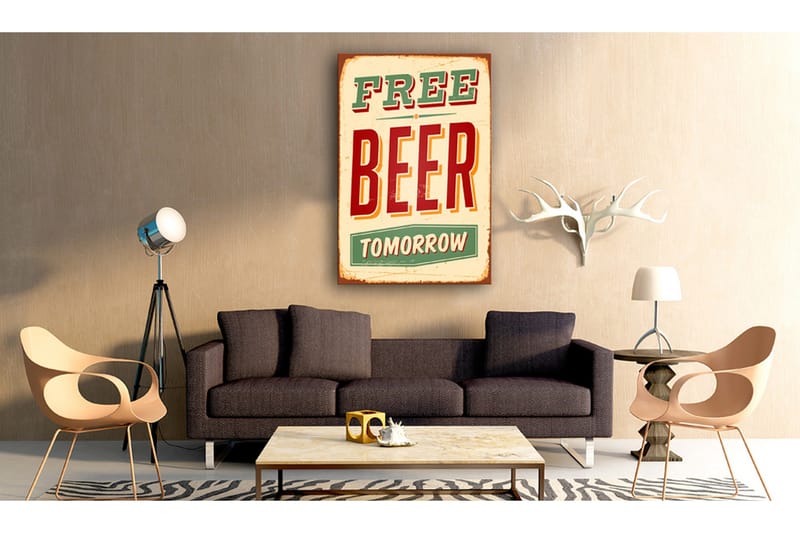 Billede Free Beer Tomorrow 60x90 - Artgeist sp. z o. o. - Boligtilbehør - Billeder & kunst - Billeder på lærred