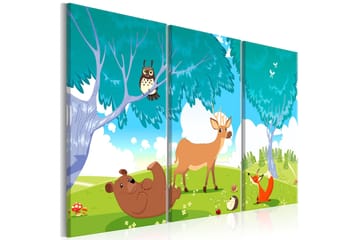 Billede Friendly Animals 3 Parts 120x80 - Artgeist sp. z o. o. - Boligtilbehør - Billeder & kunst - Billeder på lærred