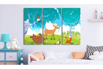 Billede Friendly Animals 3 Parts 120x80 - Artgeist sp. z o. o. - Boligtilbehør - Billeder & kunst - Billeder på lærred
