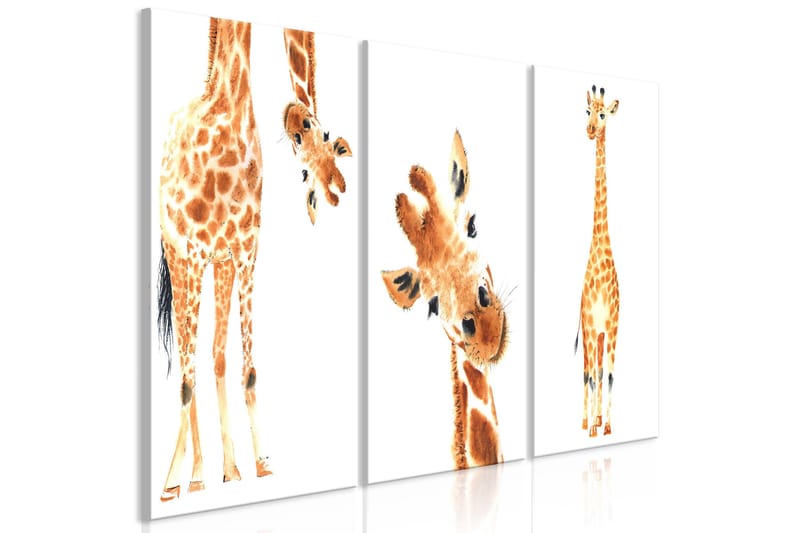 Billede Funny Girafes 3 Parts 60x30 - Artgeist sp. z o. o. - Boligtilbehør - Billeder & kunst - Billeder på lærred