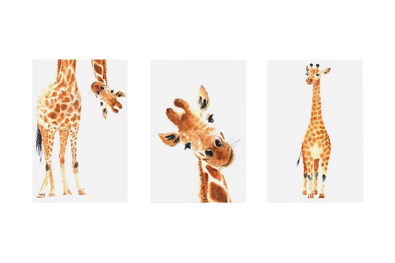 Billede Funny Girafes 3 Parts 60x30, Artgeist sp. z o. o.