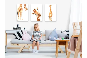 Billede Funny Girafes 3 Parts 120x60 - Artgeist sp. z o. o. - Boligtilbehør - Billeder & kunst - Billeder på lærred