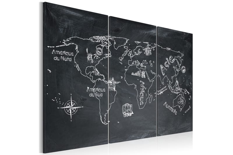 Billede Geografi Lektion Fransk Triptych 120x80 - Artgeist sp. z o. o. - Boligtilbehør - Billeder & kunst - Billeder på lærred