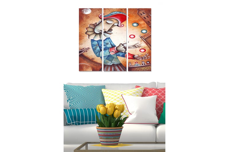 Billede Geometric 3 stk Flerfarvet - 22x05 cm - Boligtilbehør - Billeder & kunst - Billeder på lærred