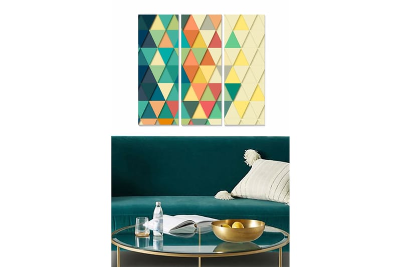 Billede Geometric 3 stk Flerfarvet - 22x05 cm - Boligtilbehør - Billeder & kunst - Billeder på lærred
