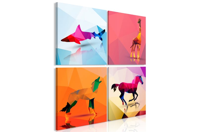 Billede Geometric Animals 4 Parts 60x60 - Artgeist sp. z o. o. - Boligtilbehør - Billeder & kunst - Billeder på lærred