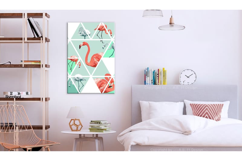 Billede Geometric Flamingos (1 del) Lodret 40x60 - Artgeist sp. z o. o. - Billeder på lærred