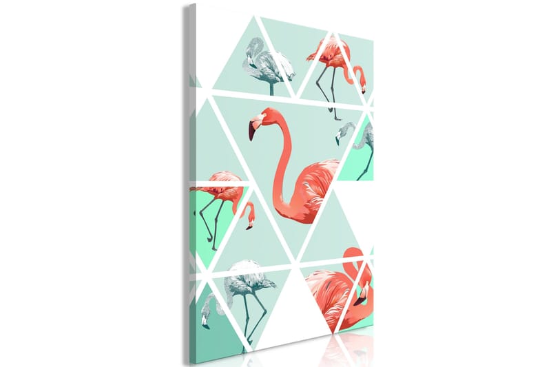 Billede Geometric Flamingos (1 del) Lodret 60x90 - Artgeist sp. z o. o. - Boligtilbehør - Billeder & kunst - Billeder på lærred