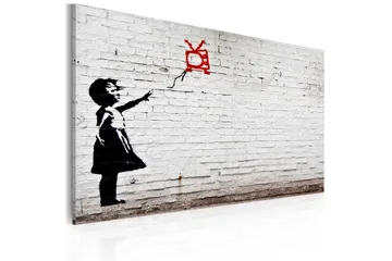 Billede Girl With Tv Banksy 60x40 - Artgeist sp. z o. o. - Boligtilbehør - Billeder & kunst - Billeder på lærred