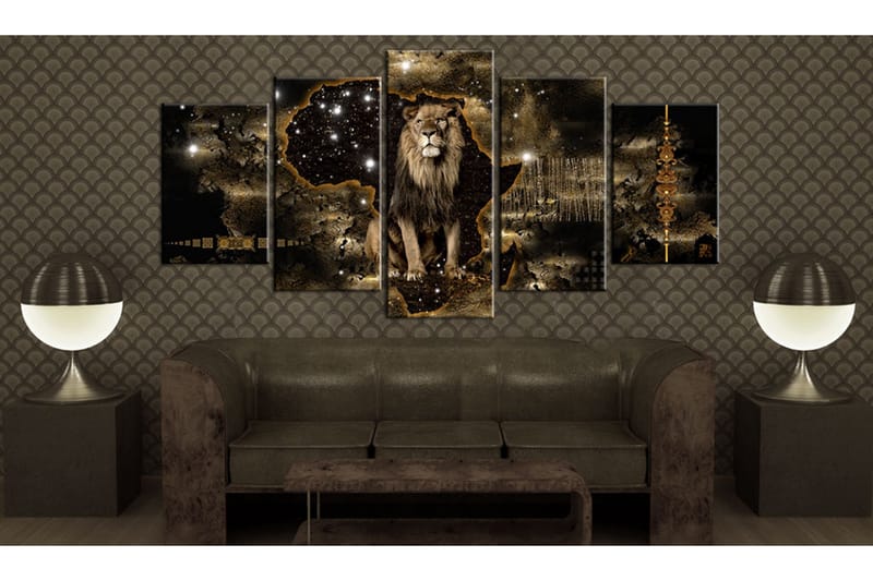 Billede Golden Lion 200x100 - Artgeist sp. z o. o. - Boligtilbehør - Billeder & kunst - Billeder på lærred