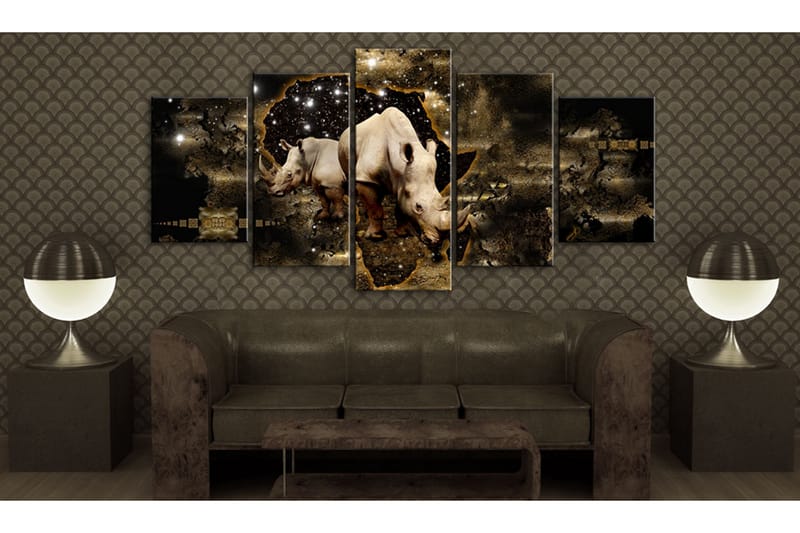 Billede Golden Rhino 100x50 - Artgeist sp. z o. o. - Boligtilbehør - Billeder & kunst - Billeder på lærred