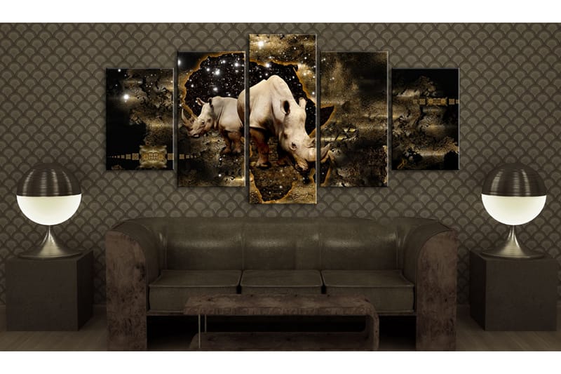 Billede Golden Rhino 100x50 - Artgeist sp. z o. o. - Billeder på lærred